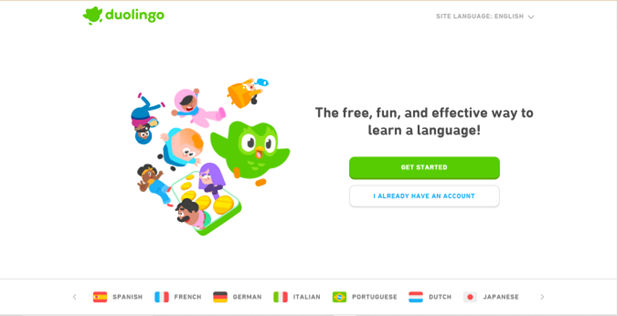 Screenshot from Duolingo's website.